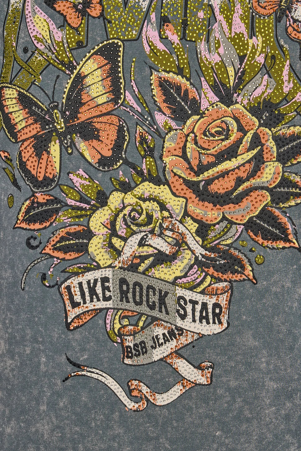 CAMISETA ROSAS STRASS