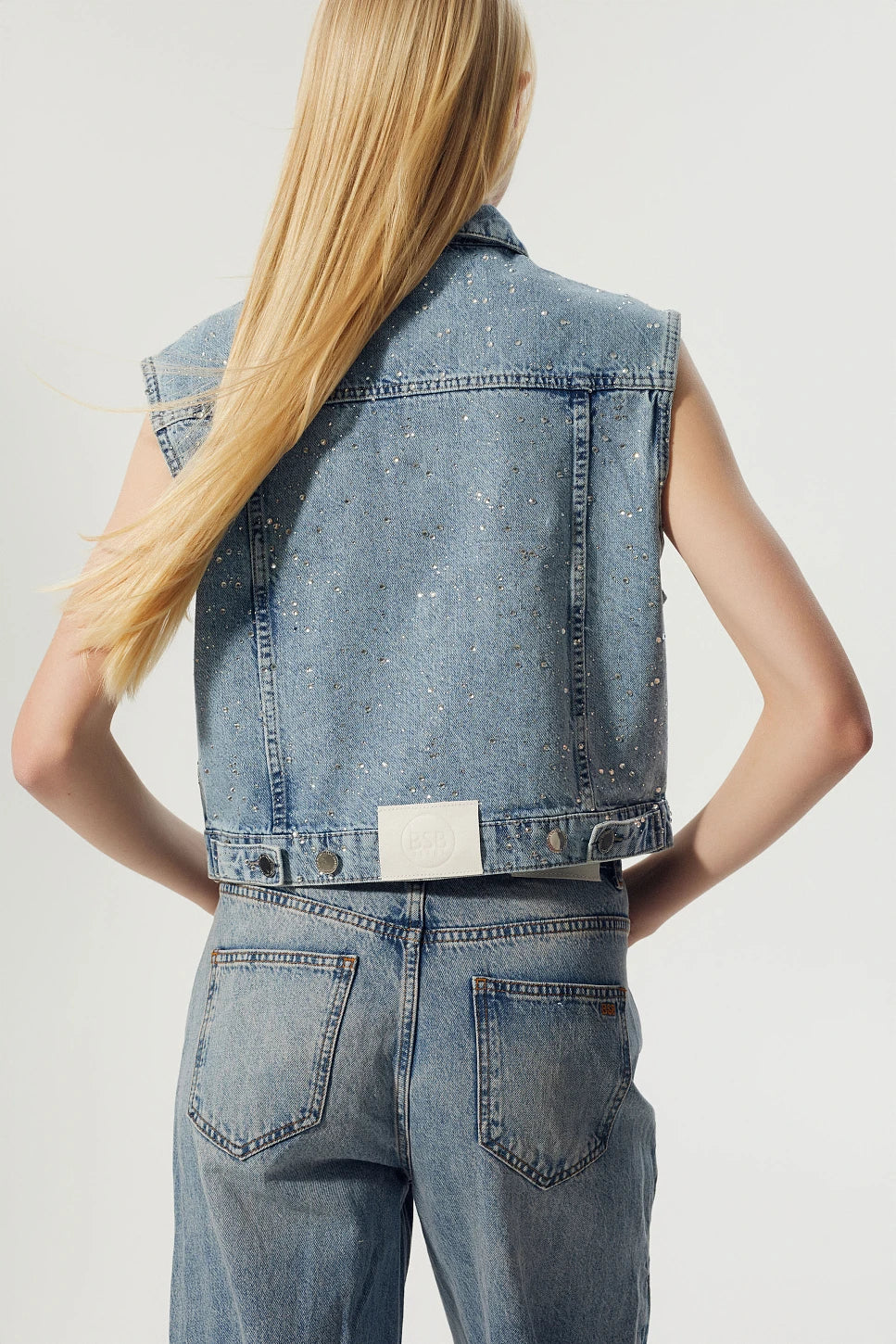 CHALECO DENIM STRASS