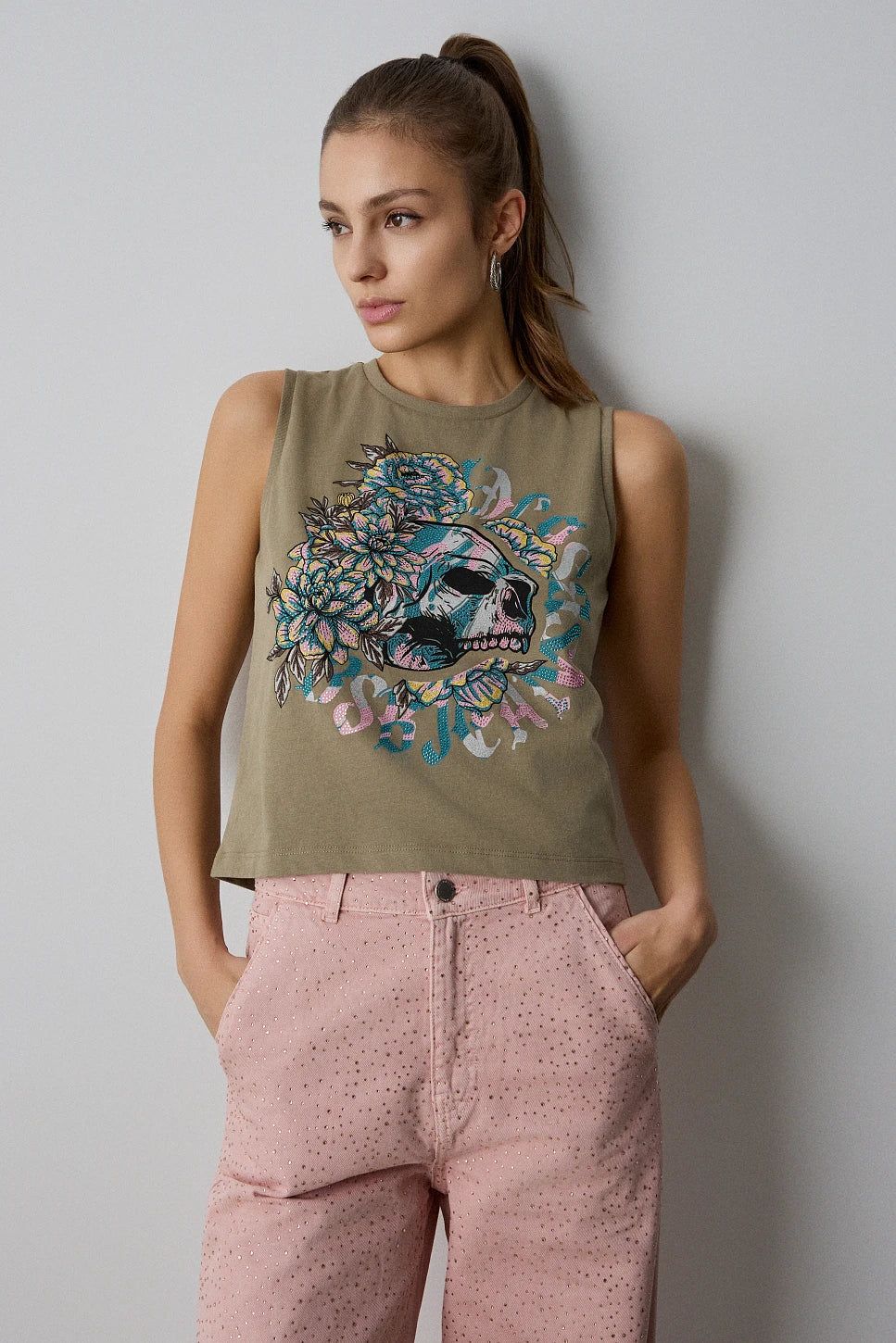 TOP CALAVERA STRASS