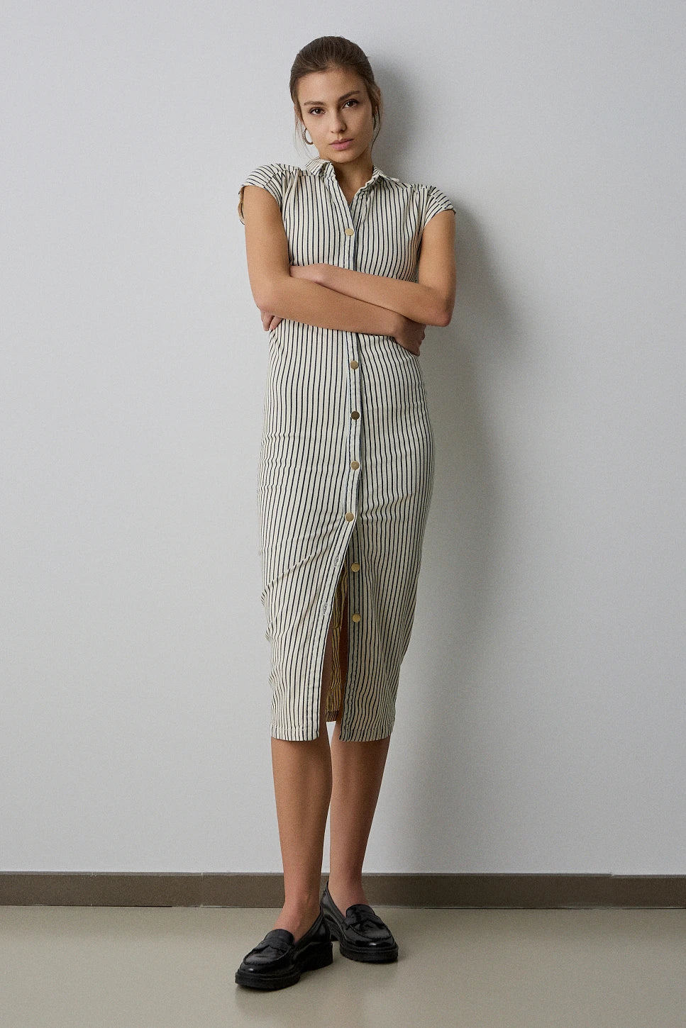 VESTIDO MIDI DENIM RAYAS