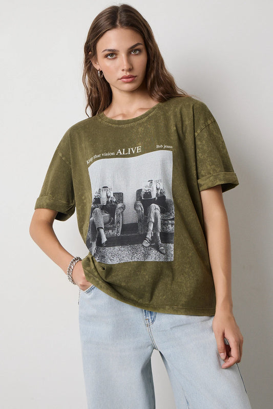 CAMISETA ESTAMPADA CON STRASS