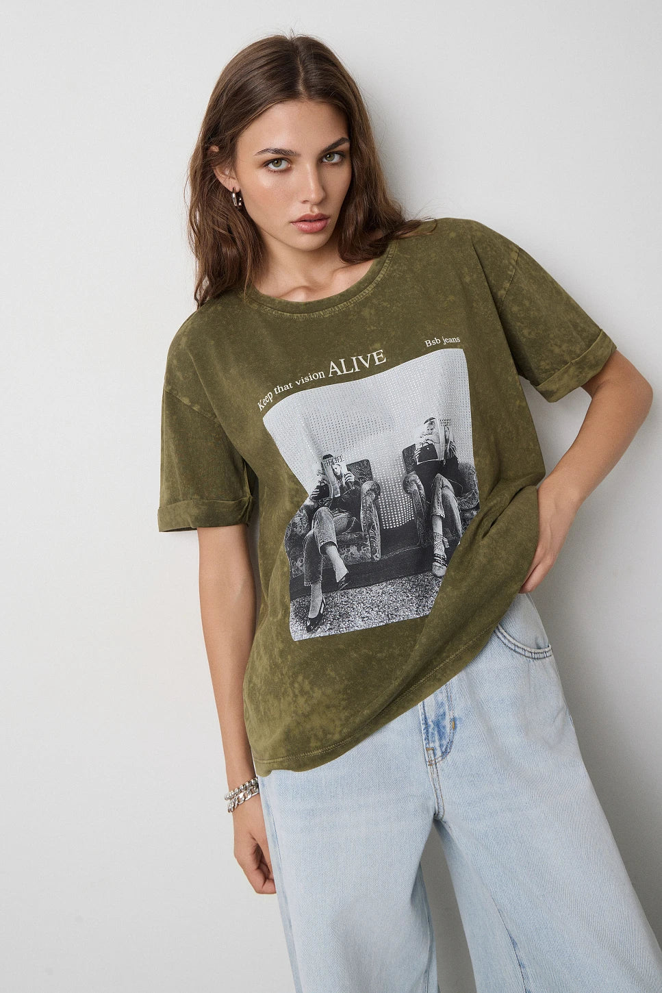 CAMISETA ESTAMPADA CON STRASS