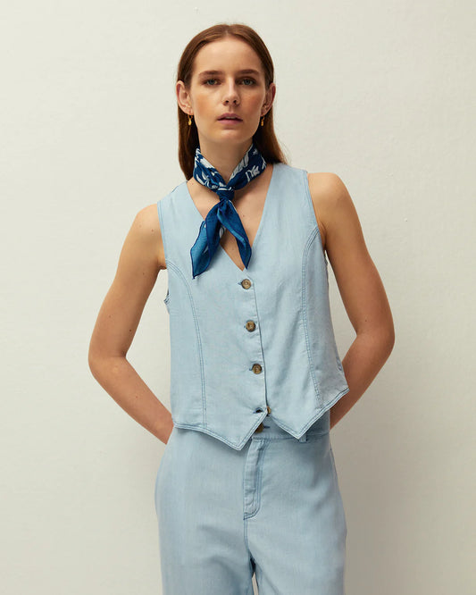 CHALECO DENIM EN TENCEL