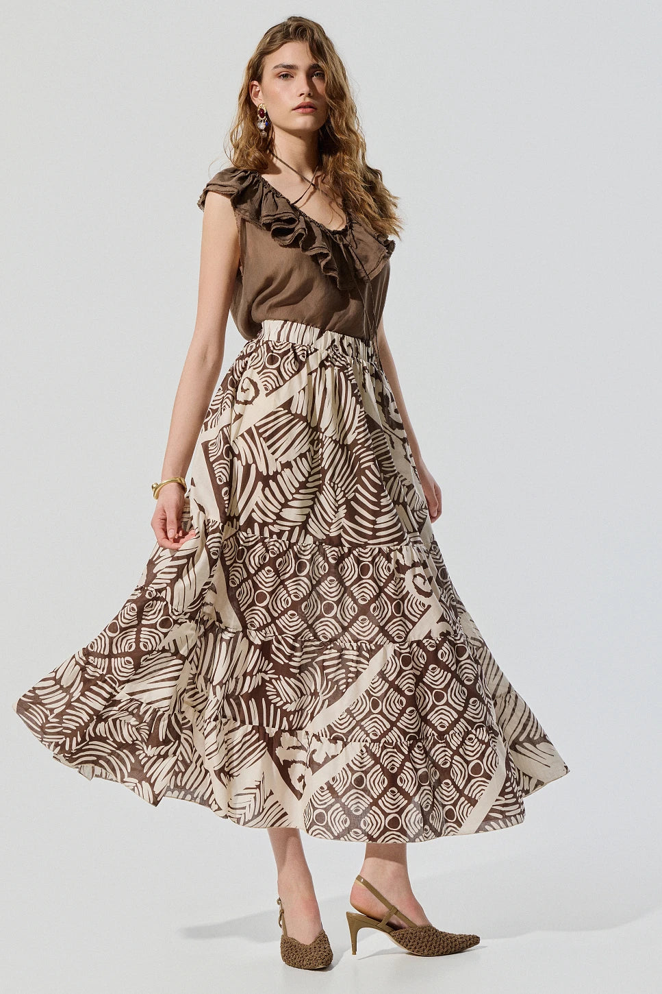 FALDA MIDI ESTAMPADA