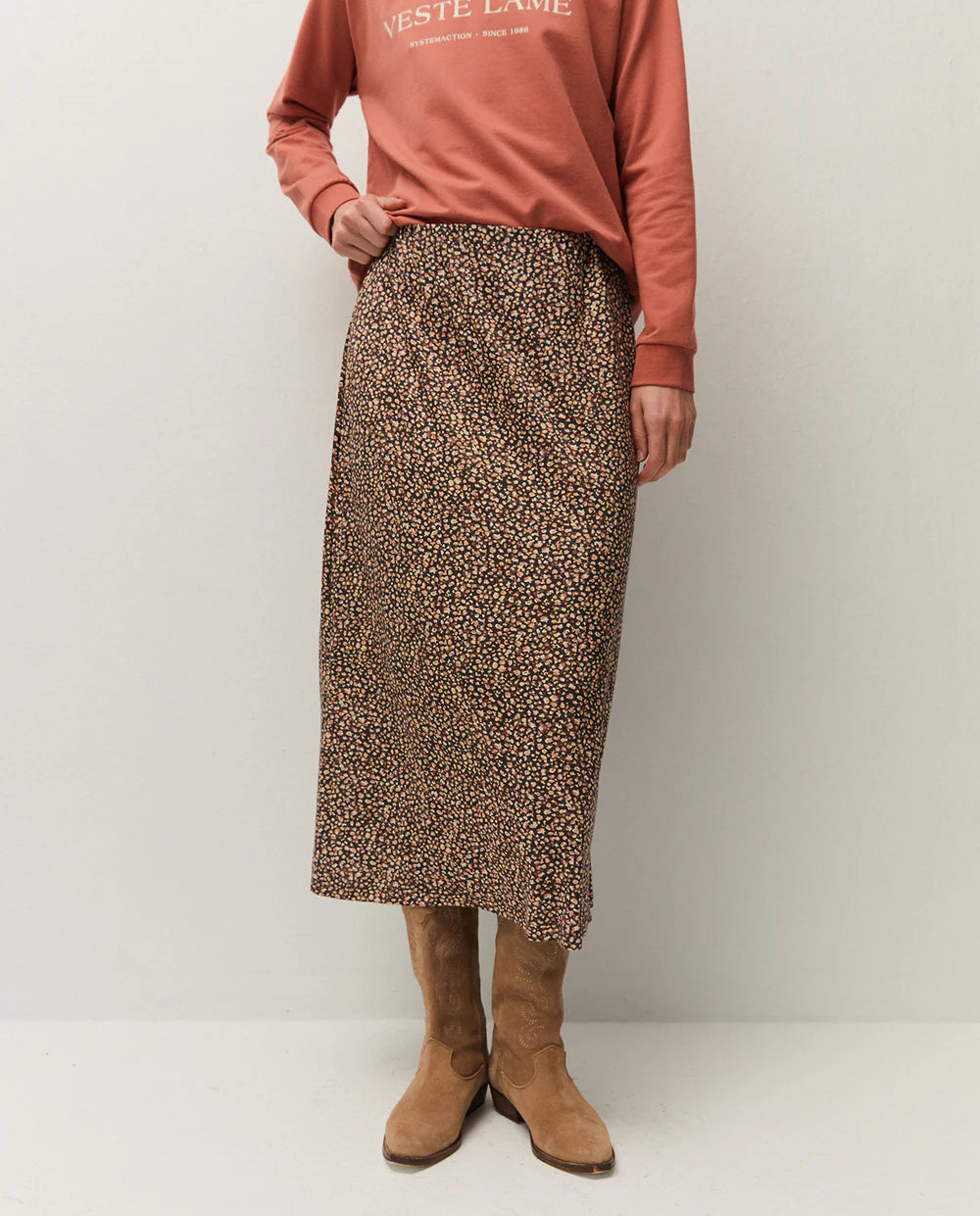 FALDA MIDI ESTAMPADA