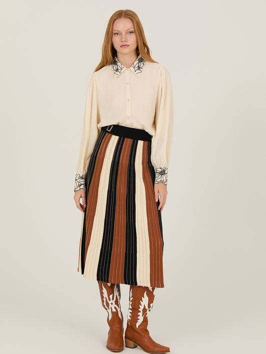 FALDA DE PUNTO A RAYAS