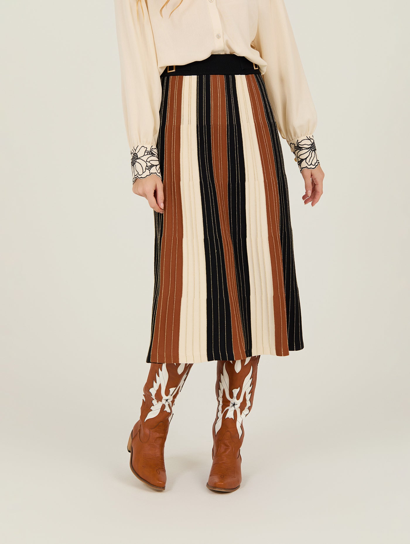 FALDA DE PUNTO A RAYAS