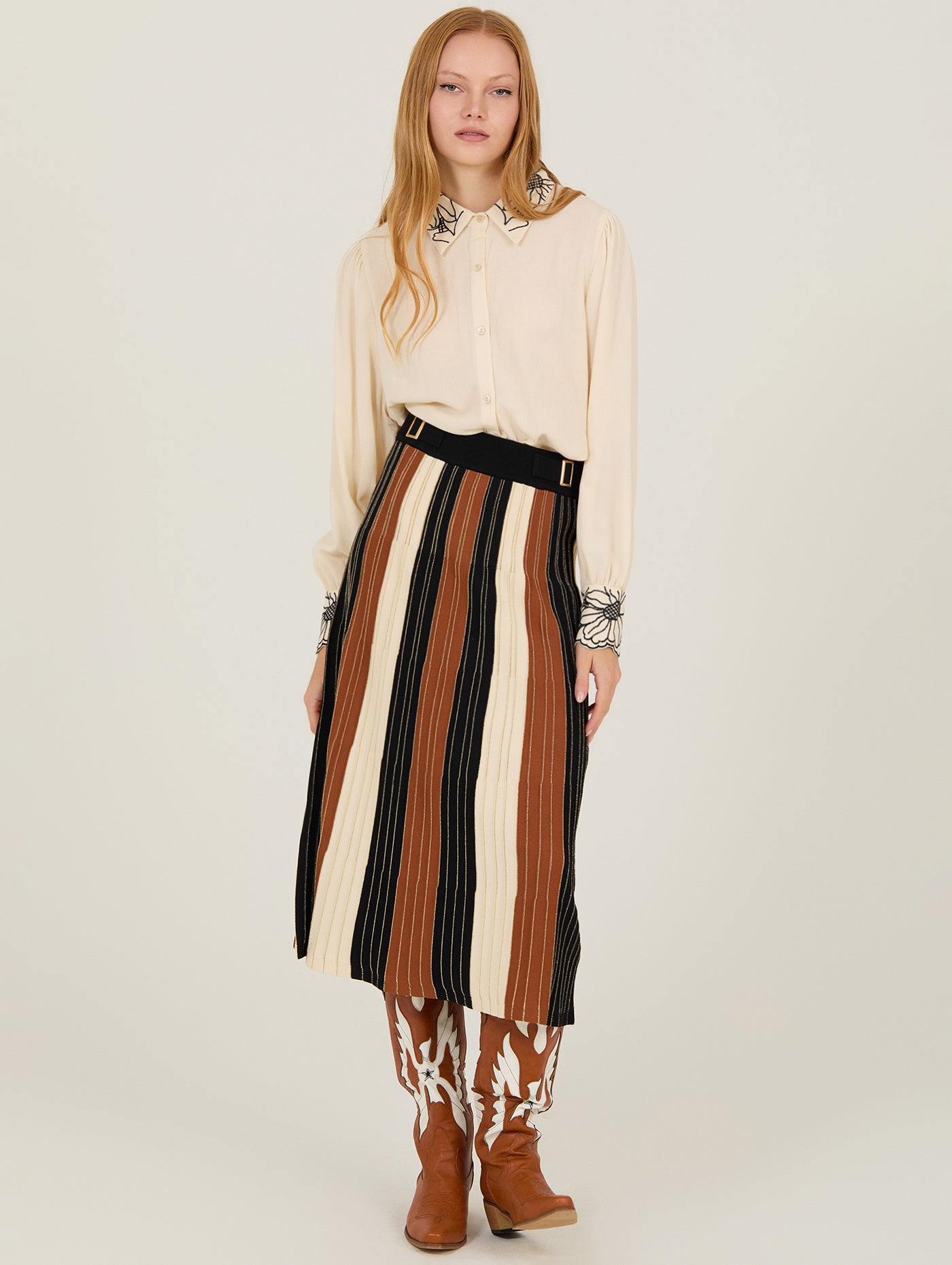 FALDA DE PUNTO A RAYAS