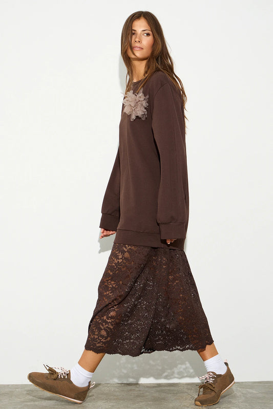 MAXI VESTIDO SUDADERA CON ENCAJE