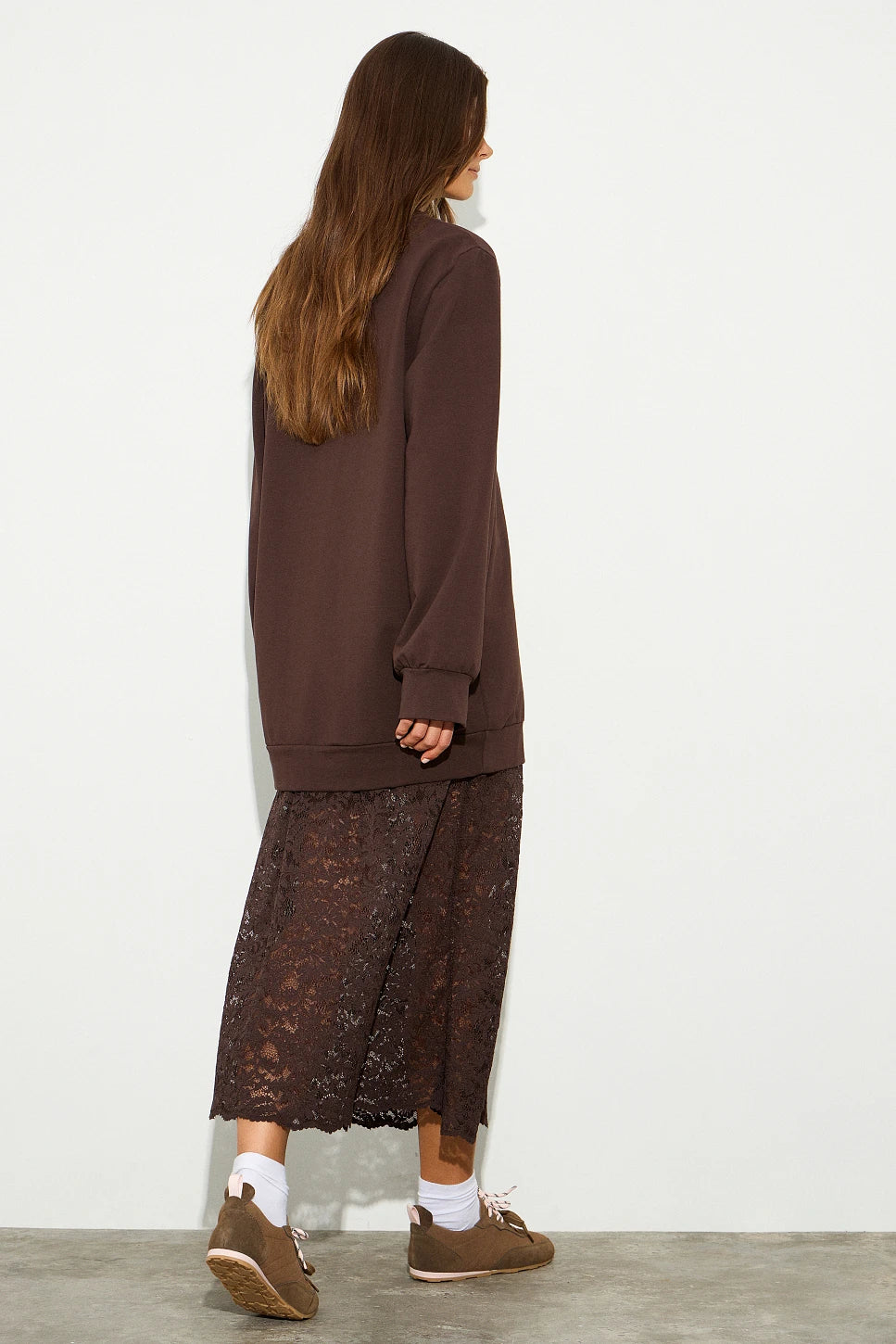 MAXI VESTIDO SUDADERA CON ENCAJE