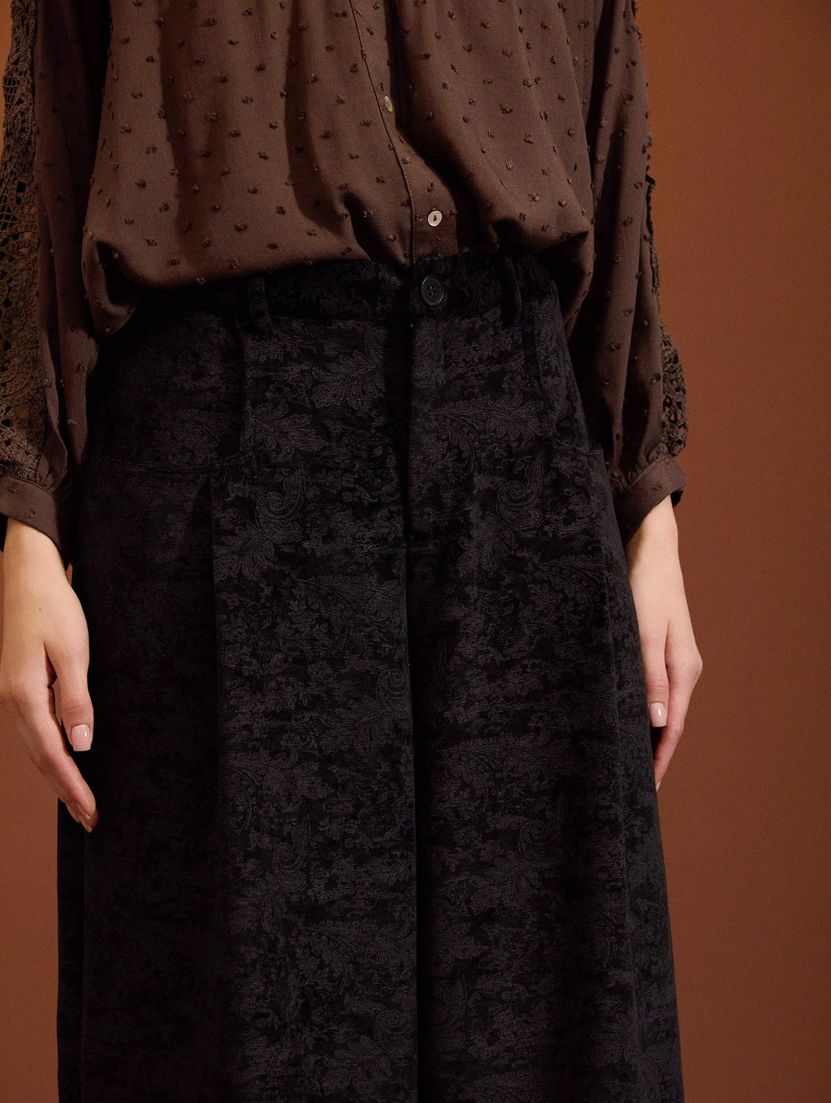 PANTALÓN DE TERCIOPELO ESTAMPADO CACHEMIRA