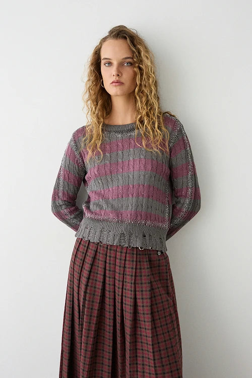 PULLOVER RAYAS STRASS