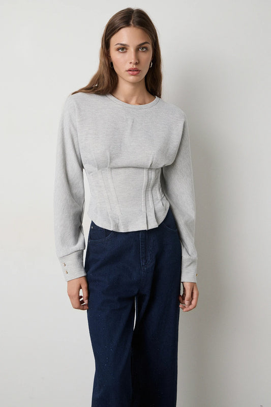 SUDADERA DE LÚREX TIPO CORSÉ