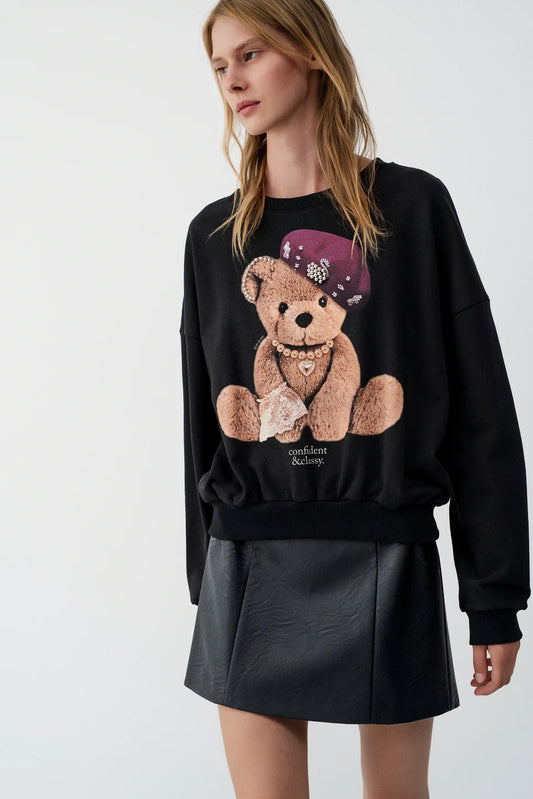 SUDADERA ESTAMPADA OSO TEDDY