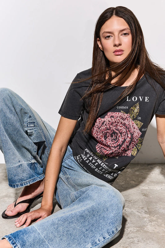 T-SHIRT ROSA STRASS