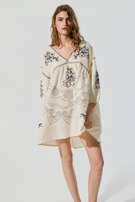 VESTIDO DE LINO BORDADO